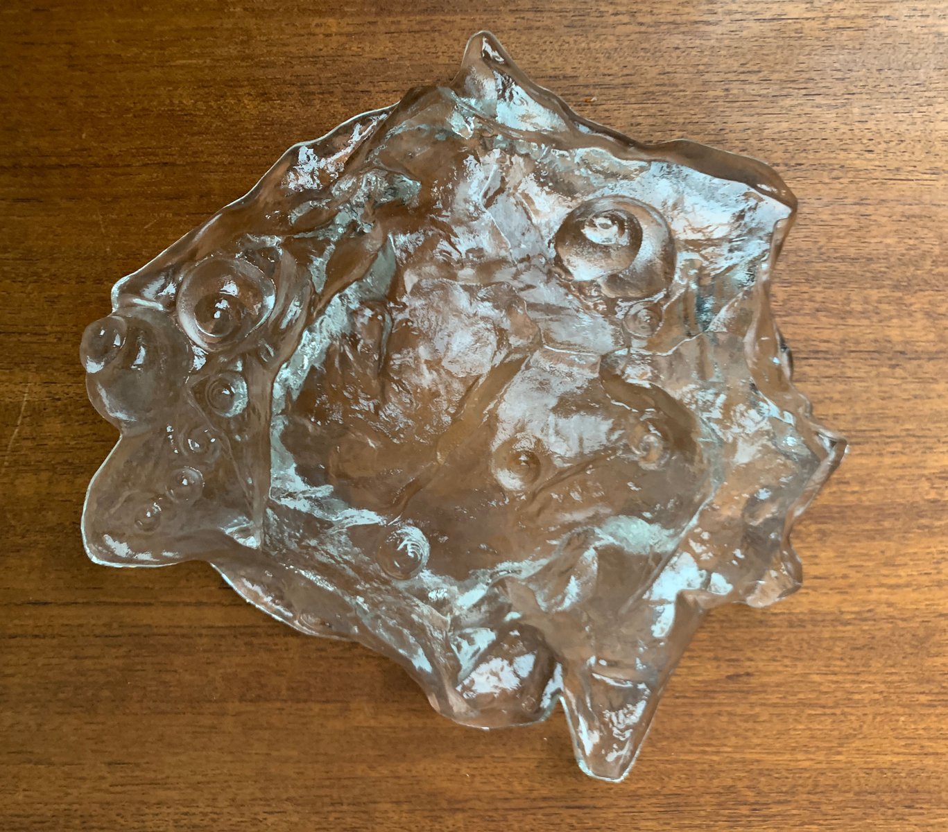 French Ice Glass Bowl with Snail Motifs, 1960s