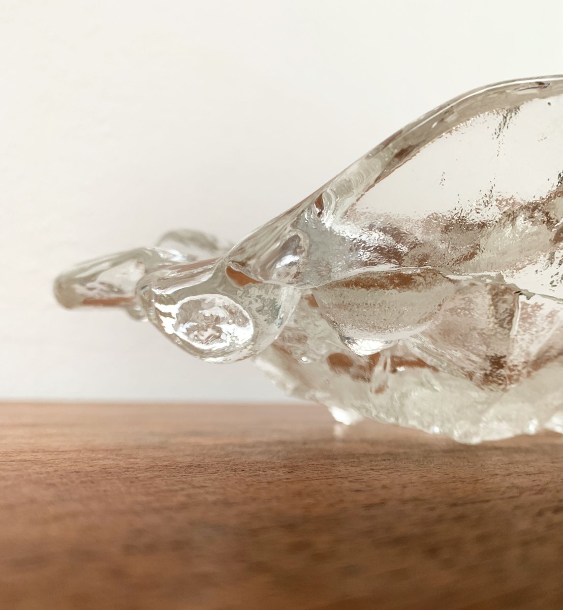 French Ice Glass Bowl with Snail Motifs, 1960s