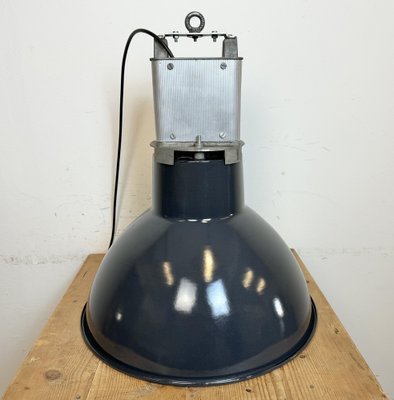 French Industrial Dark Blue Enamel Pendant Lamp from Mazda, 1960s-CGF-1792225