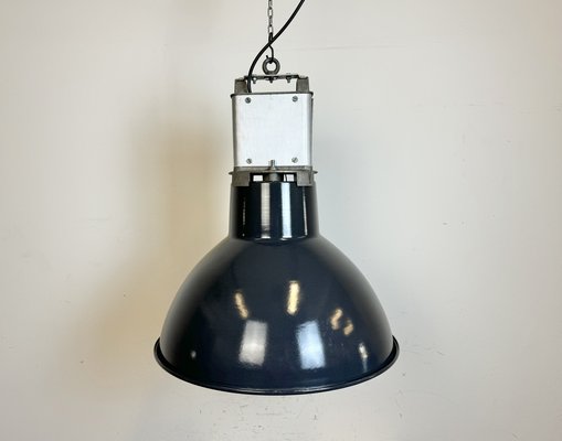 French Industrial Dark Blue Enamel Pendant Lamp from Mazda, 1960s-CGF-1792225