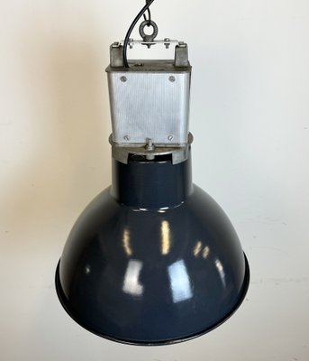 French Industrial Dark Blue Enamel Pendant Lamp from Mazda, 1960s-CGF-1792225