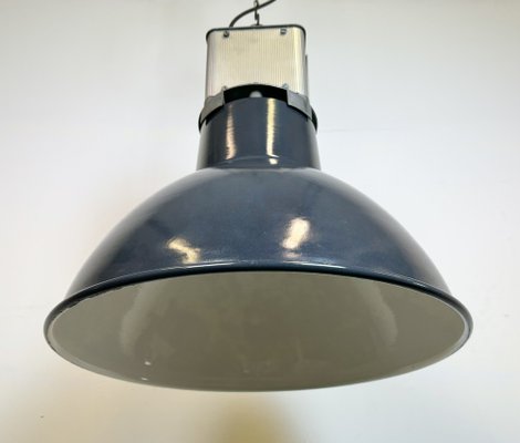 French Industrial Dark Blue Enamel Pendant Lamp from Mazda, 1960s-CGF-1792225