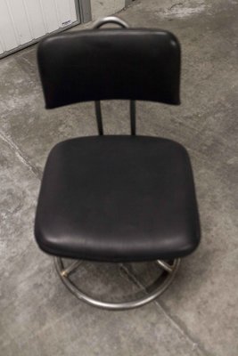 French Industrial Office Chairs in Leather, 1950s, Set of 2-VQY-1371565