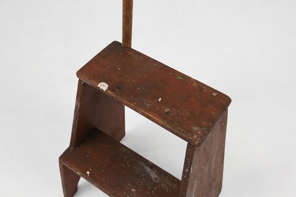 French Industrial Wooden Stepladder, 1900s-YSY-1822025