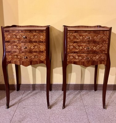 French Inlaid Bedside Tables, 1930s, Set of 2-WRQ-1750057