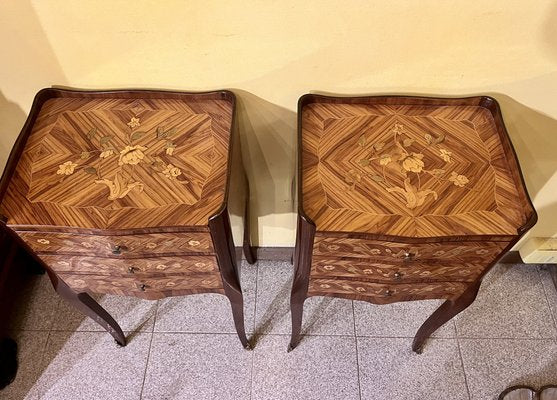 French Inlaid Bedside Tables, 1930s, Set of 2-WRQ-1750057