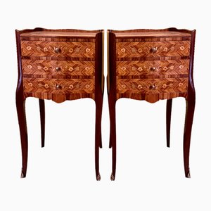 French Inlaid Bedside Tables, 1930s, Set of 2-WRQ-1750057