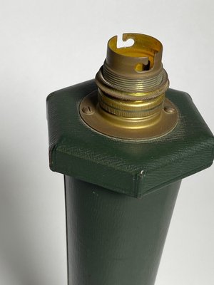 French Jacques Adnet Style Table Lamp in Green Leather, 1940-UR-1385709