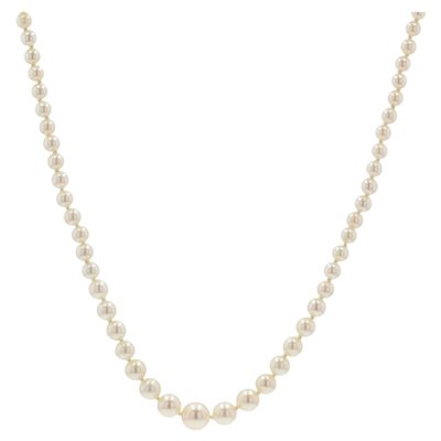 French & Japanese White Cultured Pearl Falling Necklace-OLU-981470