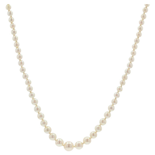 French & Japanese White Cultured Pearl Falling Necklace