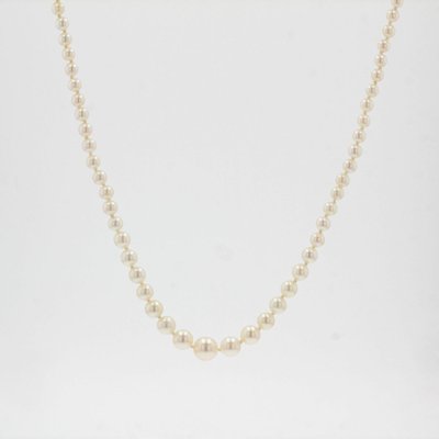 French & Japanese White Cultured Pearl Falling Necklace-OLU-981470