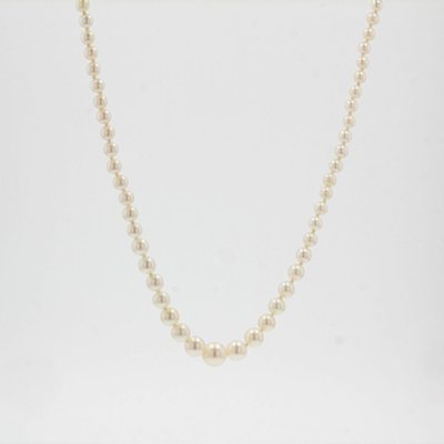 French & Japanese White Cultured Pearl Falling Necklace-OLU-981470