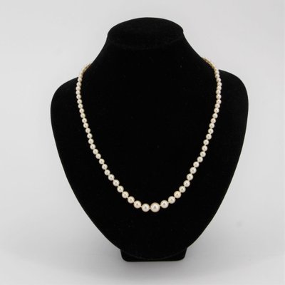 French & Japanese White Cultured Pearl Falling Necklace-OLU-981470