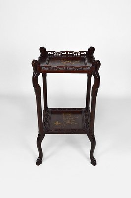 French Japonism Carved Wood & Lacquered Panels Side Table, 1880s-XNH-895804