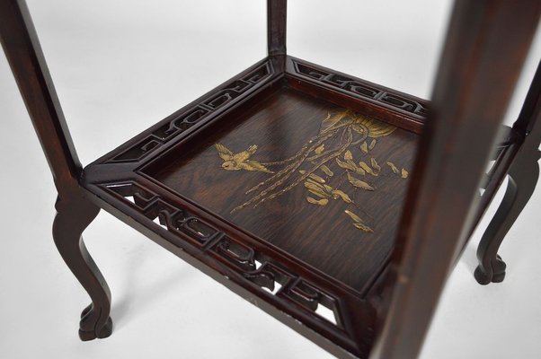 French Japonism Carved Wood & Lacquered Panels Side Table, 1880s-XNH-895804