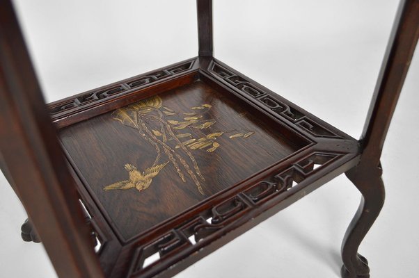 French Japonism Carved Wood & Lacquered Panels Side Table, 1880s-XNH-895804