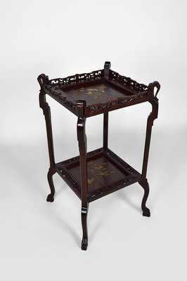 French Japonism Carved Wood & Lacquered Panels Side Table, 1880s-XNH-895804