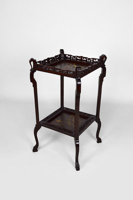 French Japonism Carved Wood & Lacquered Panels Side Table, 1880s-XNH-895804