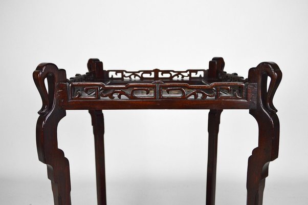 French Japonism Carved Wood & Lacquered Panels Side Table, 1880s-XNH-895804