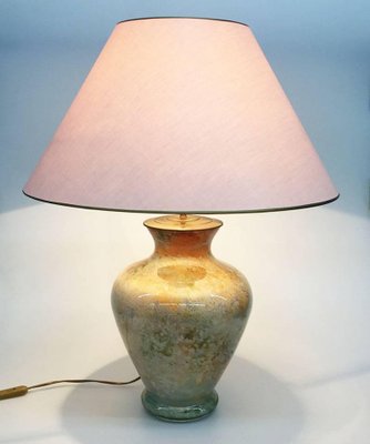 French Lacquer Line Marbled Art Glass Bureau or Table Lamp, 1970s-UCH-1224767