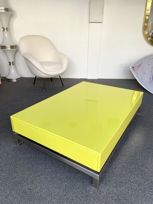 French Lacquered and Nickeled Brass Coffee Table by Guy Lefèvre, 1970s-FUE-1394927