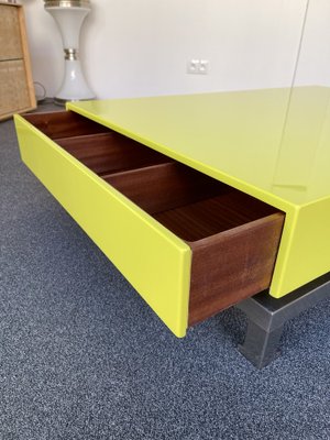 French Lacquered and Nickeled Brass Coffee Table by Guy Lefèvre, 1970s-FUE-1394927