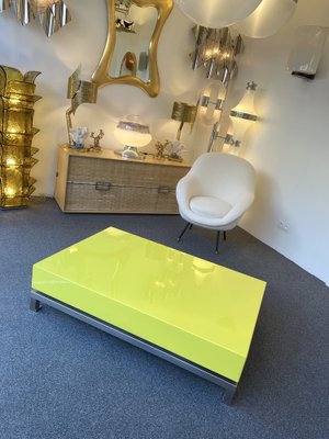 French Lacquered and Nickeled Brass Coffee Table by Guy Lefèvre, 1970s-FUE-1394927