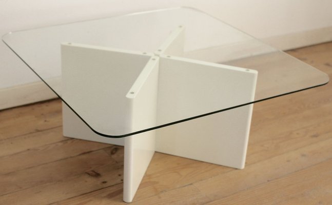 French Lacquered Wood & Glass Coffee Table, 1980s-MAO-623432