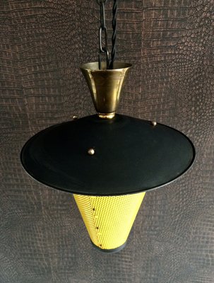 French Lantern Pendant Lamp in the Style of Mathieu Mategot, 1950s-RQV-822352