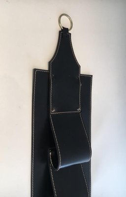 French Leather Wall Magazine Rack Attributed to Jacques Adnet, 1950s-BA-658710