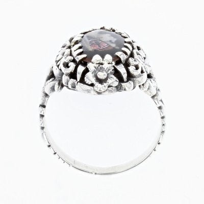 French Limoges Enamel Silver Ring, 1900s-OLU-1292422