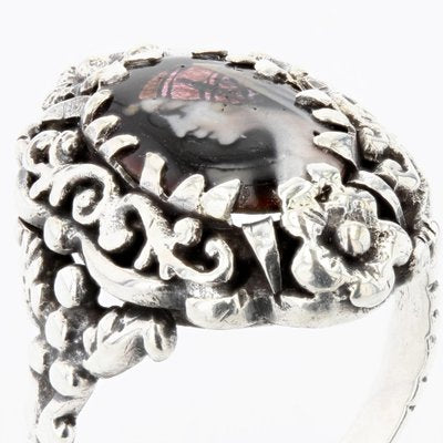 French Limoges Enamel Silver Ring, 1900s-OLU-1292422