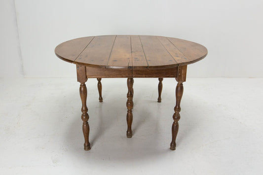 French Louis Philippe Extendable Oak Dining Table with Drop Leaf, Mid-19th Century