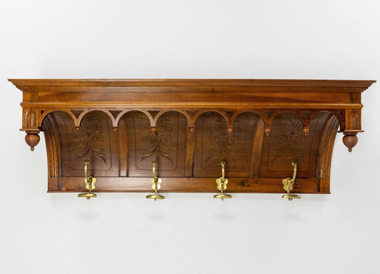 French Louis XIII Style Walnut and Bronze Coat & Hat Rack, 1900s