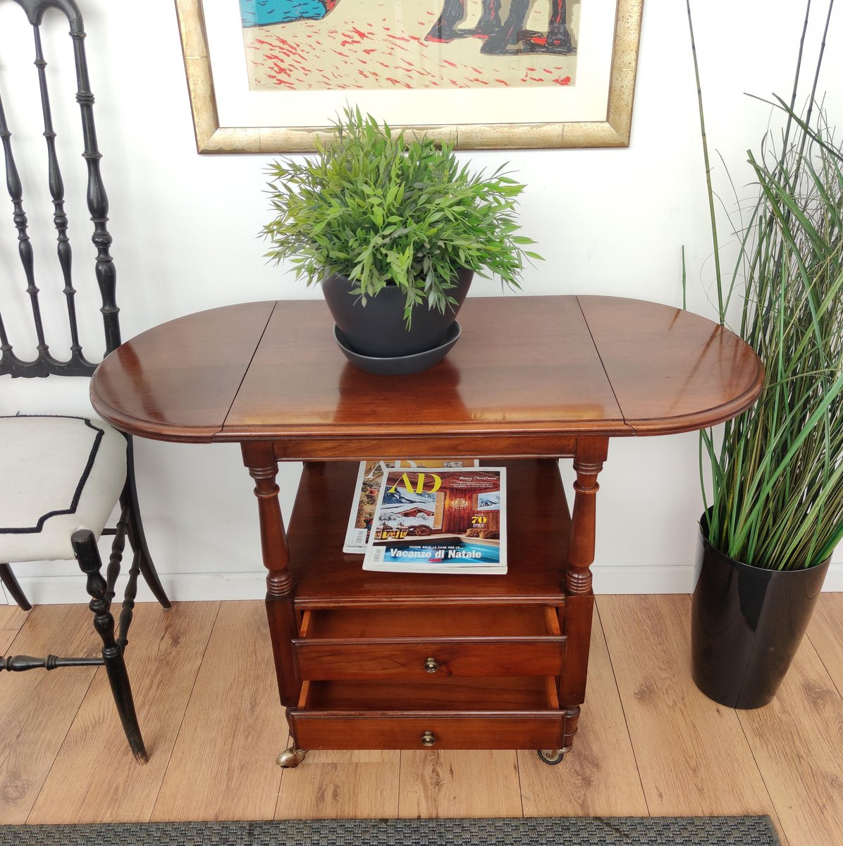 French Louis XIII Style Walnut Two-Tier Folding Side Table