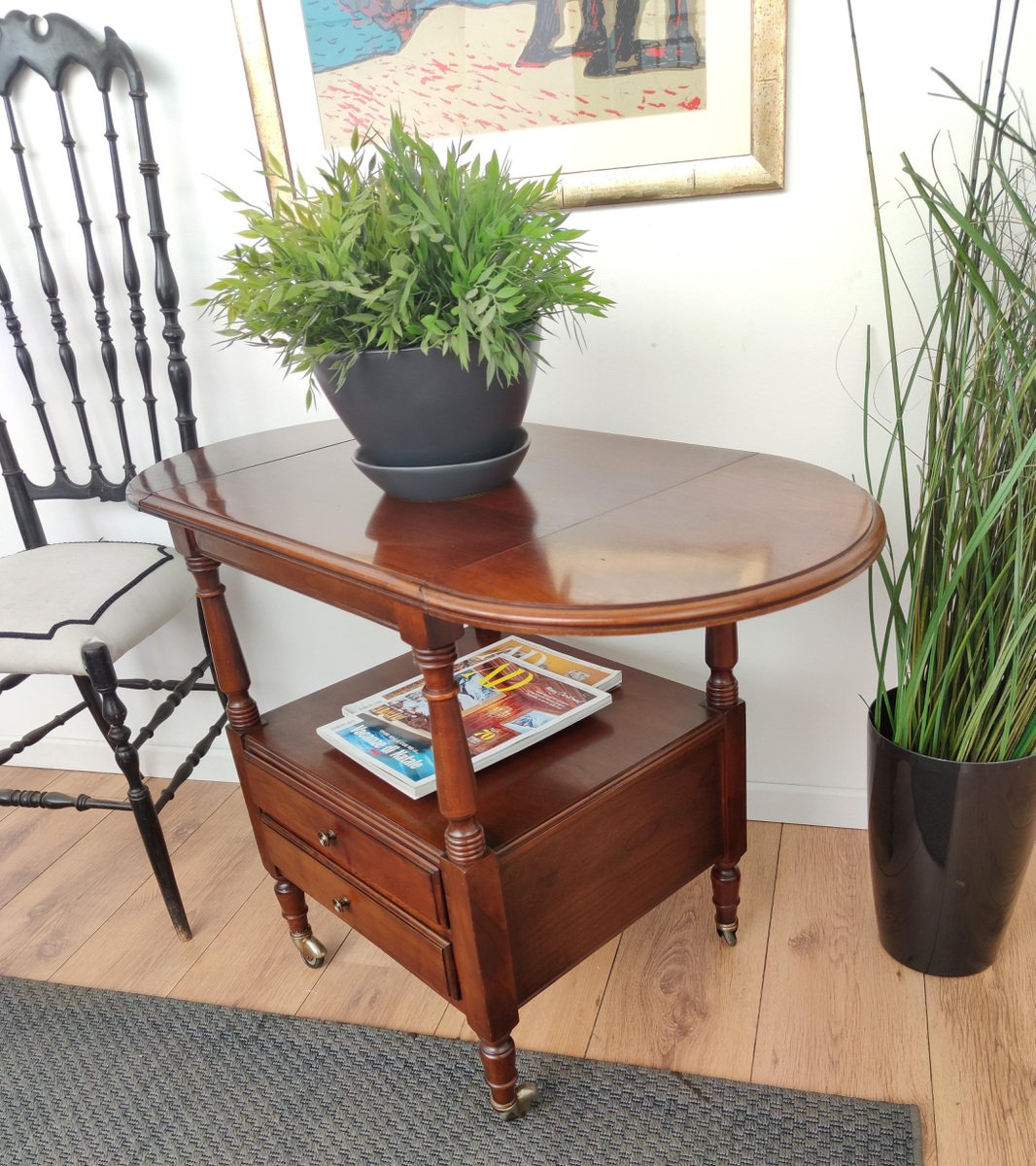 French Louis XIII Style Walnut Two-Tier Folding Side Table