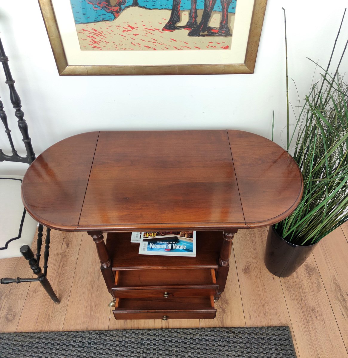 French Louis XIII Style Walnut Two-Tier Folding Side Table