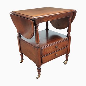 French Louis XIII Style Walnut Two-Tier Folding Side Table-EUP-920674