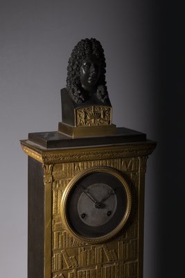 French Louis XIV Gilt Bronze Figured Clock with Library Design-RCE-1703378