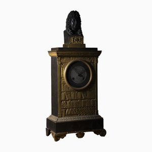 French Louis XIV Gilt Bronze Figured Clock with Library Design-RCE-1703378