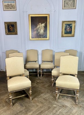 French Louis XIV Style Chairs in Gilt Wood, 1860, Set of 8-BXG-1757830