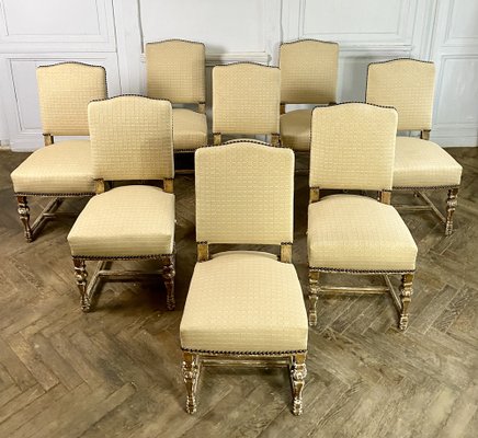 French Louis XIV Style Chairs in Gilt Wood, 1860, Set of 8-BXG-1757830