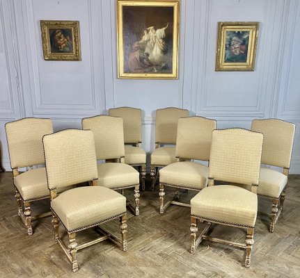 French Louis XIV Style Chairs in Gilt Wood, 1860, Set of 8-BXG-1757830