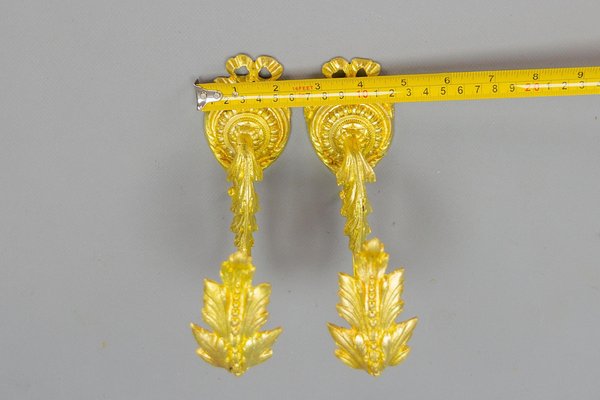 French Louis XIV Style Gilt Bronze Curtain Tiebacks or Curtain Holders, 1920s, Set of 2-KEG-1677801