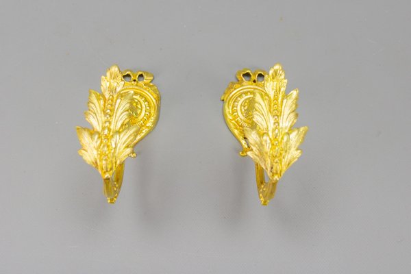 French Louis XIV Style Gilt Bronze Curtain Tiebacks or Curtain Holders, 1920s, Set of 2-KEG-1677801