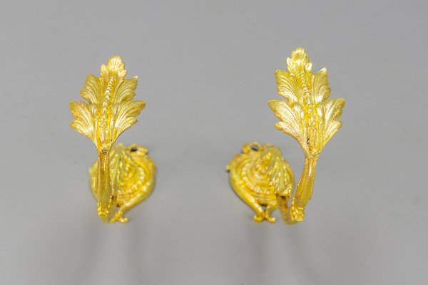 French Louis XIV Style Gilt Bronze Curtain Tiebacks or Curtain Holders, 1920s, Set of 2-KEG-1677801