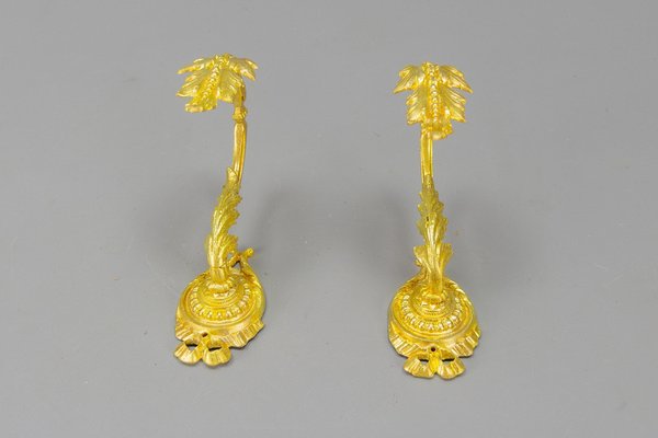 French Louis XIV Style Gilt Bronze Curtain Tiebacks or Curtain Holders, 1920s, Set of 2-KEG-1677801