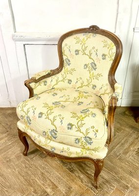 French Louis XV Bergere Armchairs in Carved Wood, Set of 2-BXG-1791793