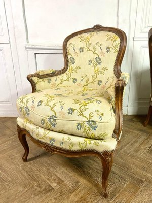 French Louis XV Bergere Armchairs in Carved Wood, Set of 2-BXG-1791793