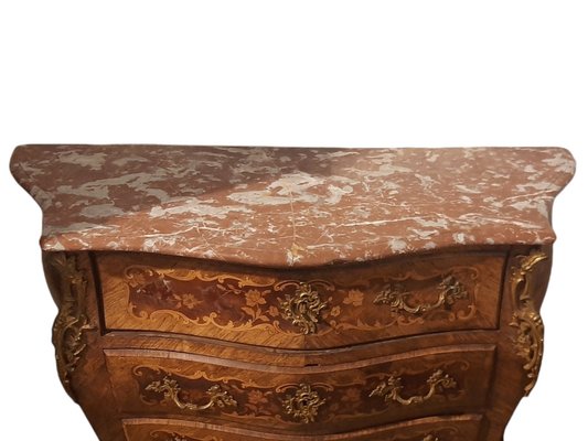 French Louis XV Bombe Chest of Drawers with Marble Top-TCS-1194141